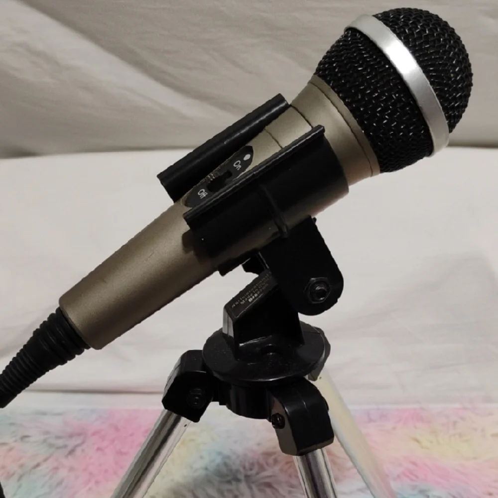 (#19) Professional Black & Silver Microphone with Tripod Stand